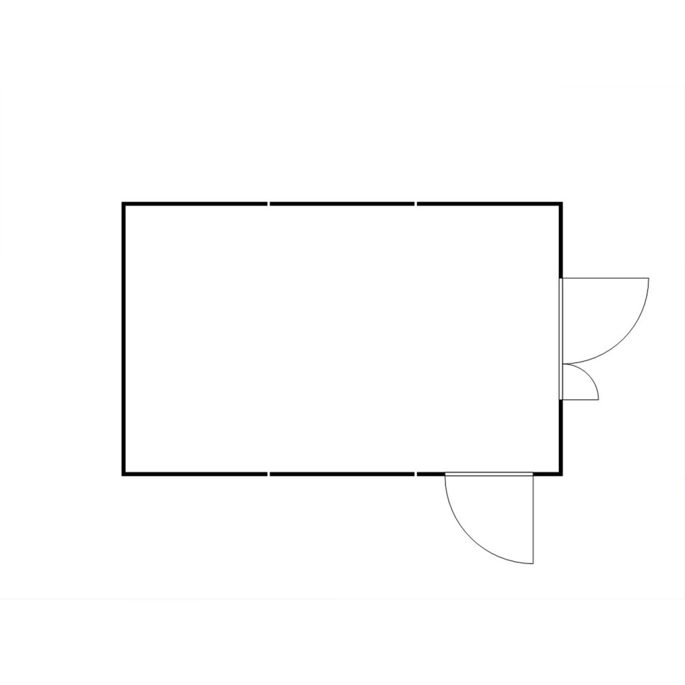 Produktabbildung Nr. 2: FLADAFI® Materialcontainer-Kombination 25m², zerlegt, ohne Boden, Maße außen 4050x6520x2115 mm, Doppelflügeltür (asymmetrische Teilung), mittig in Stirnseite, Zusatztür