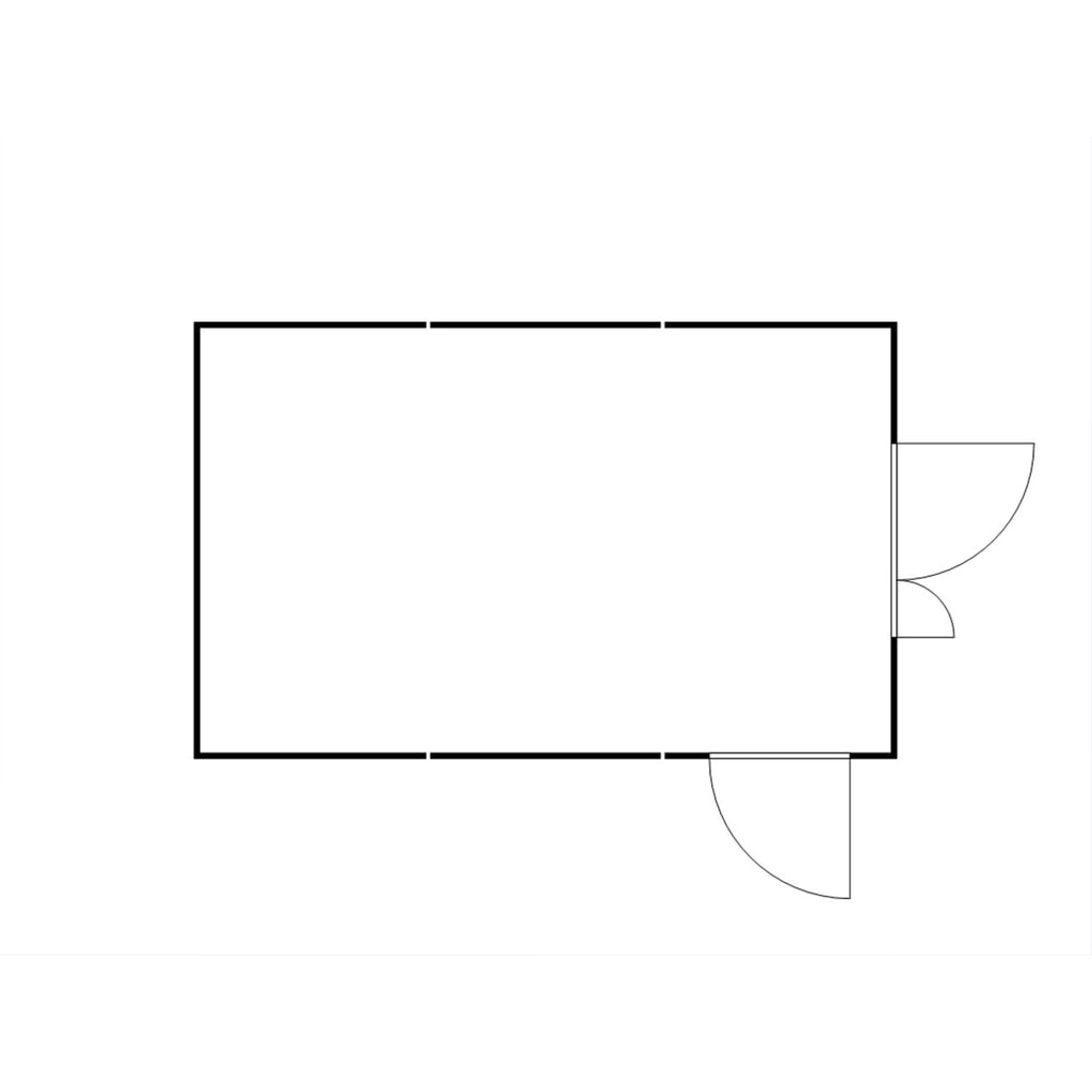 Produktabbildung Nr. 2: FLADAFI® Materialcontainer-Kombination, zerlegt, 25 m², ohne Boden, HxBxT 2.115 x 4.050 x 6.520 mm, Doppelflügeltür (asymmetrische Teilung), mittig in Stirnseite, Zusatztür