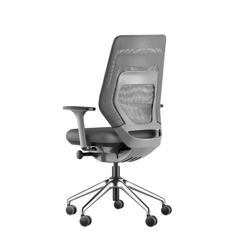 Produktabbildung Nr. 3: FM Büromöbel Schwerlast-Bürostuhl FM asiento, Synchronmechanik, 4D Armlehnen, Rückenlehne mit 3D-Strickgewebe, transparent bezogen, ohne Lordosenstütze, hellgrau