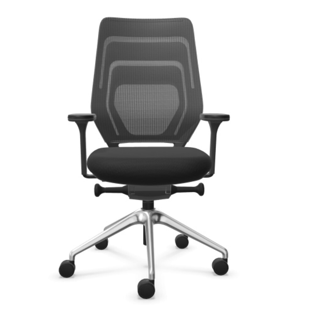 Produktabbildung Nr. 1: FM Büromöbel Schwerlast-Bürostuhl FM asiento, Synchronmechanik, 4D Armlehnen, Rückenlehne mit 3D-Strickgewebe, transparent bezogen, ohne Lordosenstütze, anthrazit