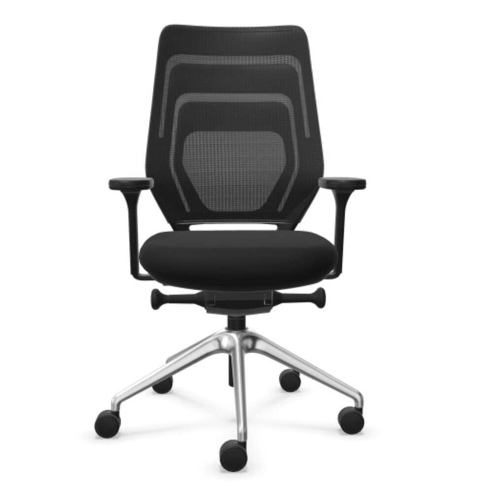 Produktabbildung Nr. 1: FM Büromöbel Schwerlast-Bürostuhl FM asiento, Synchronmechanik, 4D Armlehnen, 3D Sitzneigefunktion, Rückenlehne mit 3D-Strickgewebe, transparent bezogen, ohne Lordosenstütze, schwarz