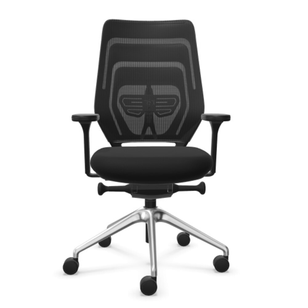 Produktabbildung Nr. 1: FM Büromöbel Schwerlast-Bürostuhl FM asiento, Synchronmechanik, 4D Armlehnen, 3D Sitzneigefunktion, Rückenlehne mit 3D-Strickgewebe, transparent bezogen, mit Lordosenstütze, schwarz