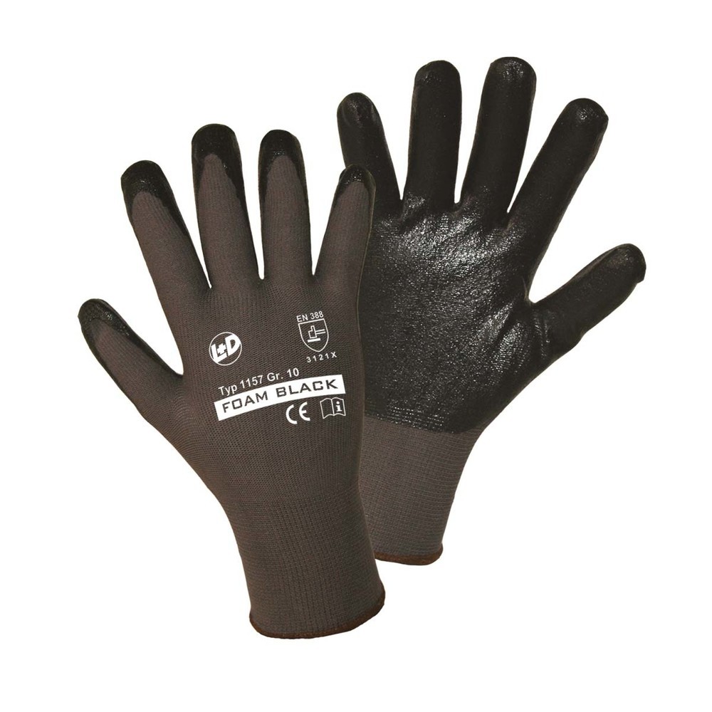 Produktabbildung: FOAM Feinstrickhandschuh schwarz mit Nitrilbeschichtung, Größe 9