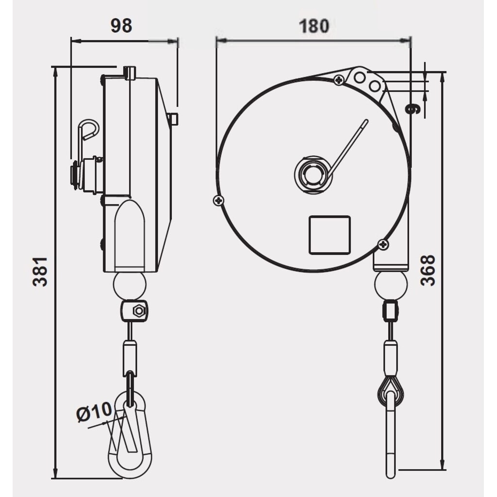 Foodline Federzug, mit Arretierung, Seilauszug 2,5 m, TK 0,5-2 kg Produktabbildung Nr. 2: Foodline Federzug, mit Arretierung, Seilauszug 2,5 m, TK 0,5-2 kg