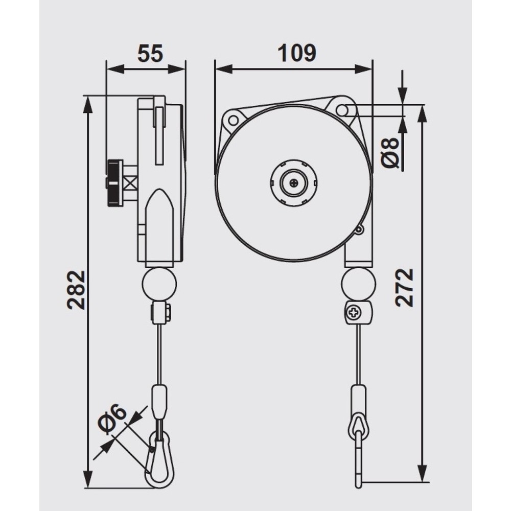 Produktabbildung Nr. 2: Foodline Federzug, Seilauszug 1,6 m, TK 0,4-1 kg