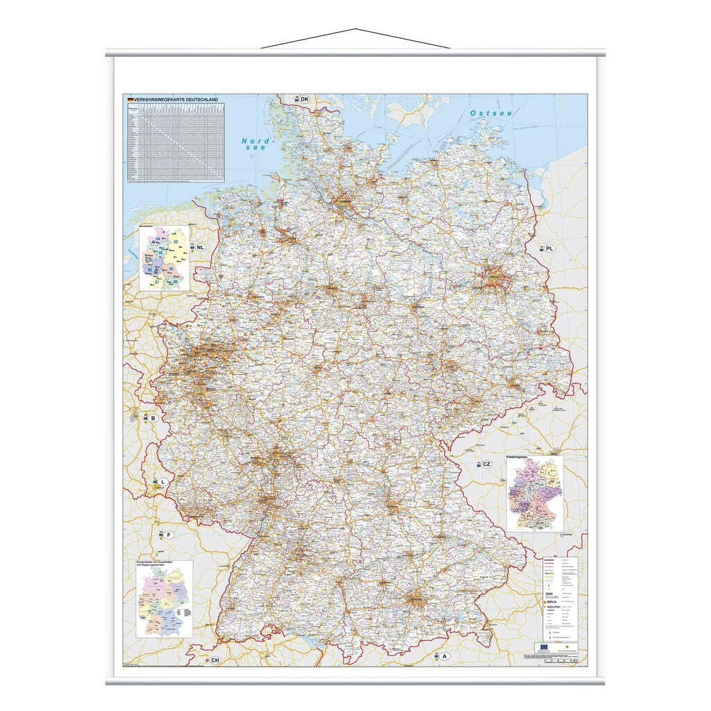FRANKEN Deutschlandkarte, Straßenkarte, laminiert, HxB 1.370 x 970 mm Produktabbildung: FRANKEN Deutschlandkarte, Straßenkarte, laminiert, HxB 1.370 x 970 mm