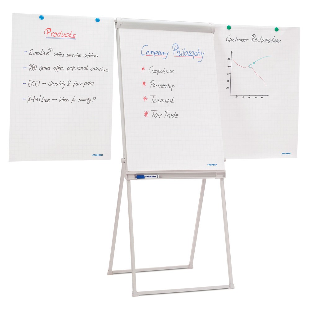 Produktabbildung: FRANKEN Flipchart Premium, mit Stativ + Seitenarmen