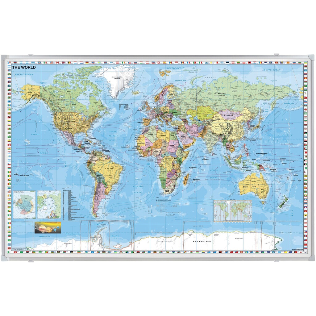 Produktabbildung: FRANKEN Weltkarte, HxB 1.370 x 970 mm