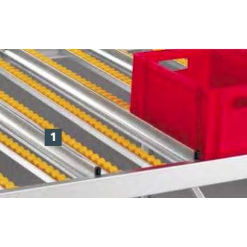 Produktabbildung Nr. 3: Führungsschiene für META Durchlaufregal mit Rollenbahnen