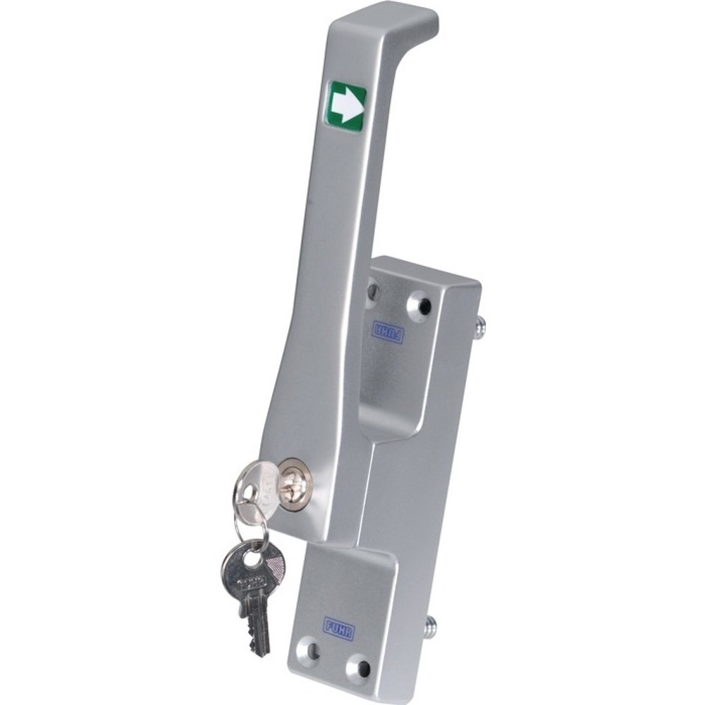Produktabbildung: FUHR Türtreibriegel 970Z, Leichtmetall, DIN rechts silber eloxiert, Rundstange 10 mm