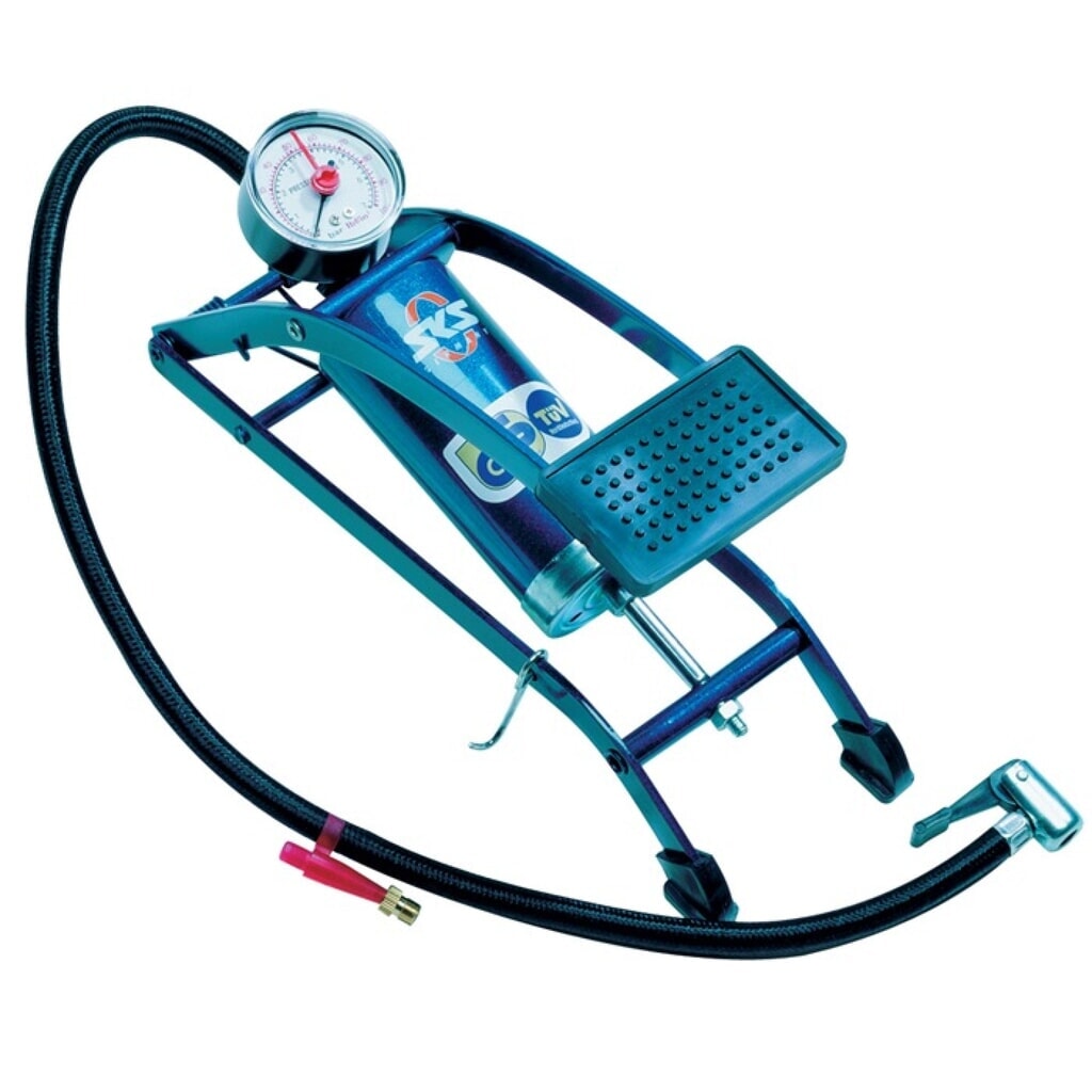 Fußluftpumpe 5bar Einzelzylinder m.Manometer Produktabbildung: Fußluftpumpe 5bar Einzelzylinder m.Manometer