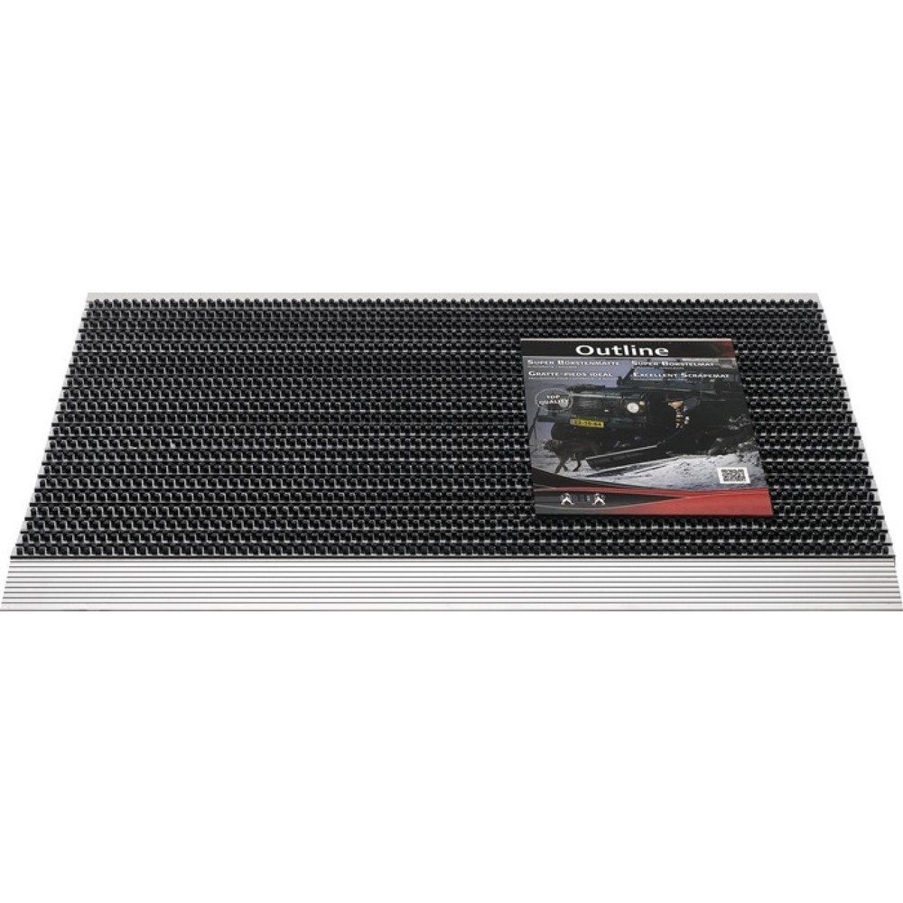 Produktabbildung: Fußmatte Alu-Anlaufkante, L500xB800xS22mm, schwarz/silber PP/Alu