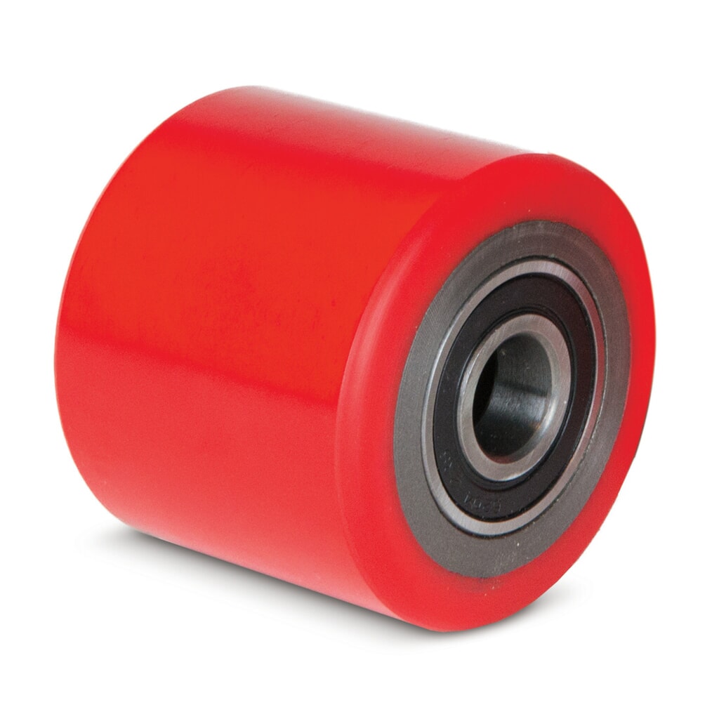 Gabelrolle für Handhubwagen Ameise® Typ ACY20/25, BF3, BF, Delta, Tandem, PU, Ø x Breite 80 x 70 mm, rot Produktabbildung: Gabelrolle für Handhubwagen Ameise® Typ ACY20/25, BF3, BF, Delta, Tandem, PU, Ø x Breite 80 x 70 mm, rot