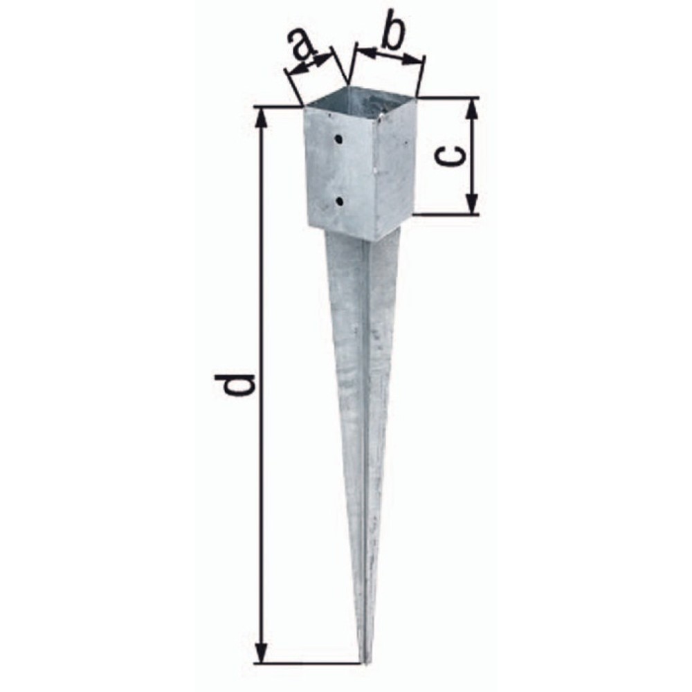 Produktabbildung: GAH Einschlagbodenhülse, Stahl roh feuerverzinkt, a91xb91xc150xd750mm