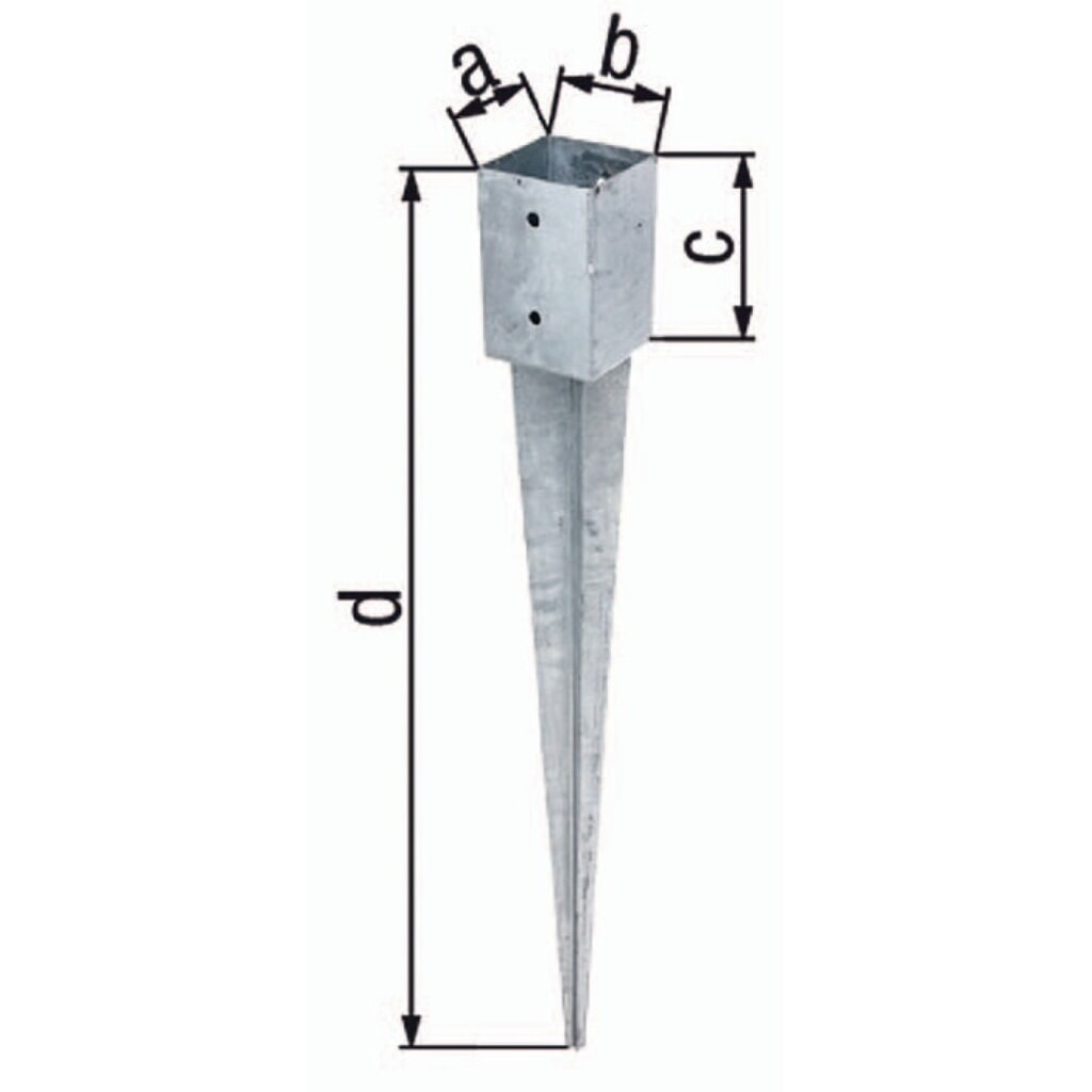 GAH Einschlagbodenhülse, Stahl roh feuerverzinkt, a71xb71xc150xd750mm Produktabbildung: GAH Einschlagbodenhülse, Stahl roh feuerverzinkt, a71xb71xc150xd750mm