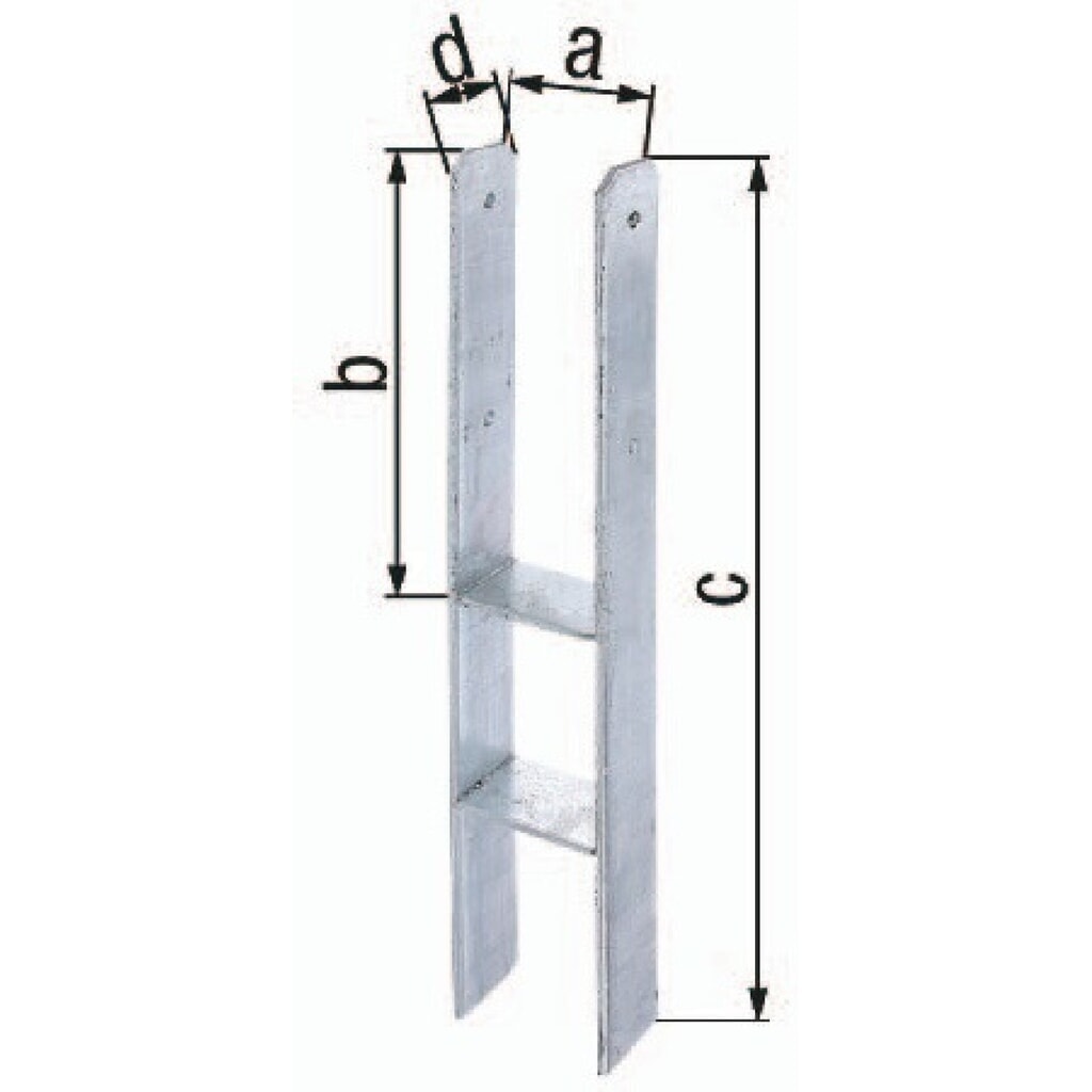 Produktabbildung: GAH H-Pfostenträger ETA-10/0210, Stahl roh feuerverzinkt, 71x300x600x60mm