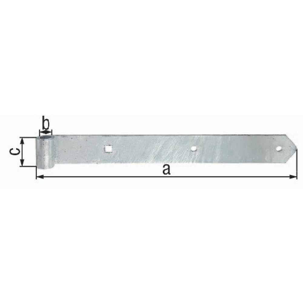 Produktabbildung: GAH Ladenband Breite 40 mm, Ø 13 mm Stahl feuerverzinkt, Länge 500 x 40 mm Stärke 5 mm, abgerundet