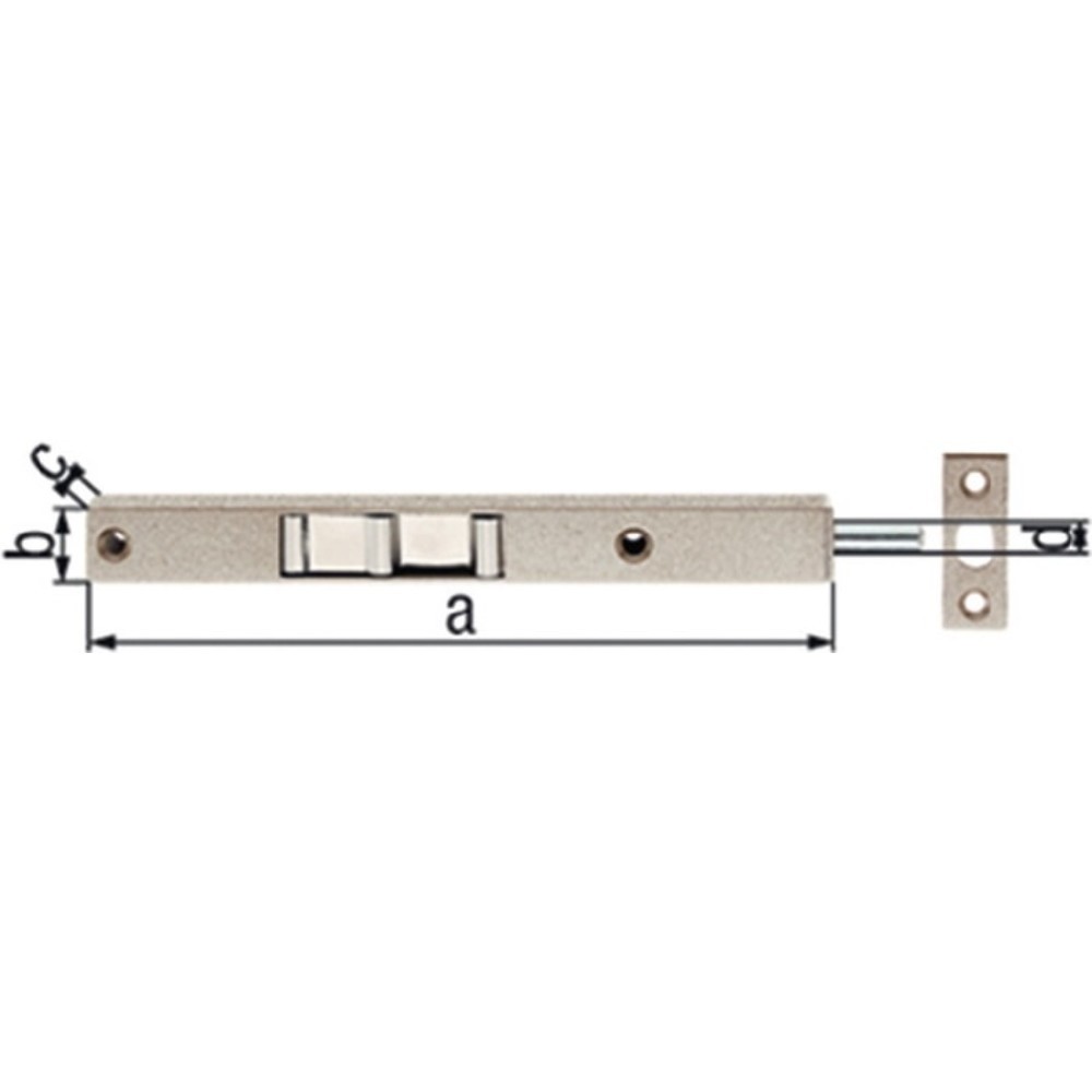 Produktabbildung: GAH Rohrkantriegel, Stahl silber, Länge 200 mm Breite 17 mm Höhe 12 mm, mit Schließblech
