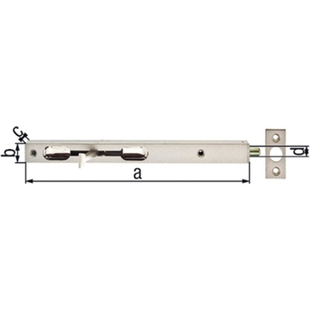 Produktabbildung: GAH Rohrkantriegel, Stahl silber, Länge 250 mm Breite 20 mm Höhe 15 mm, mit Schließblech