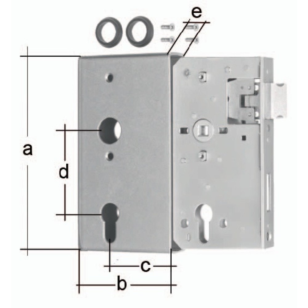 Produktabbildung: GAH Schlosskasten, Maß A172xB94xC60 mm Maß E 40 mm, DIN links / rechts, Dornmaß 60 mm