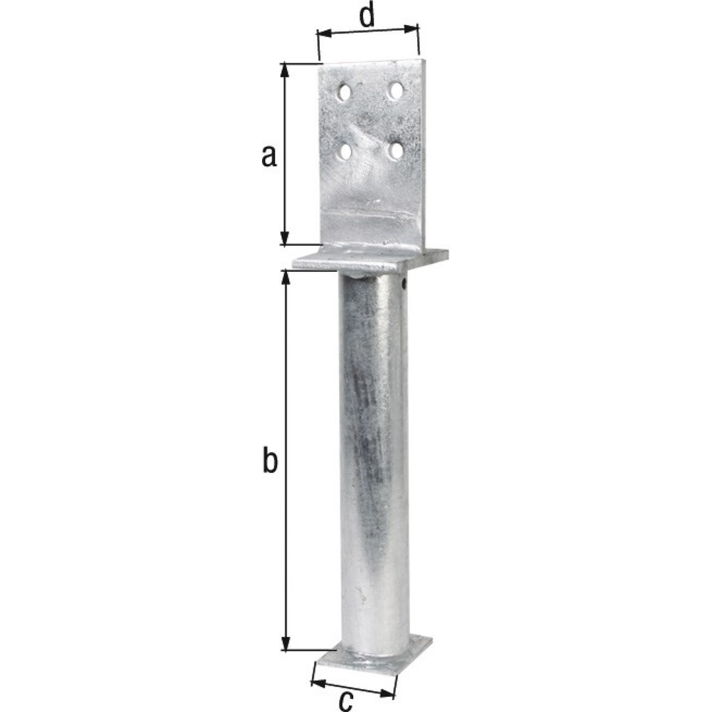 Produktabbildung: GAH T-Pfostenträger, Stahl roh feuerverzinkt, 130x500x80x90mm