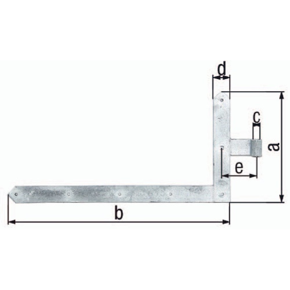 Produktabbildung: GAH Torwinkelband, Stahl feuerverzinkt, 600x1000x60x120mm, links oben 8 mm