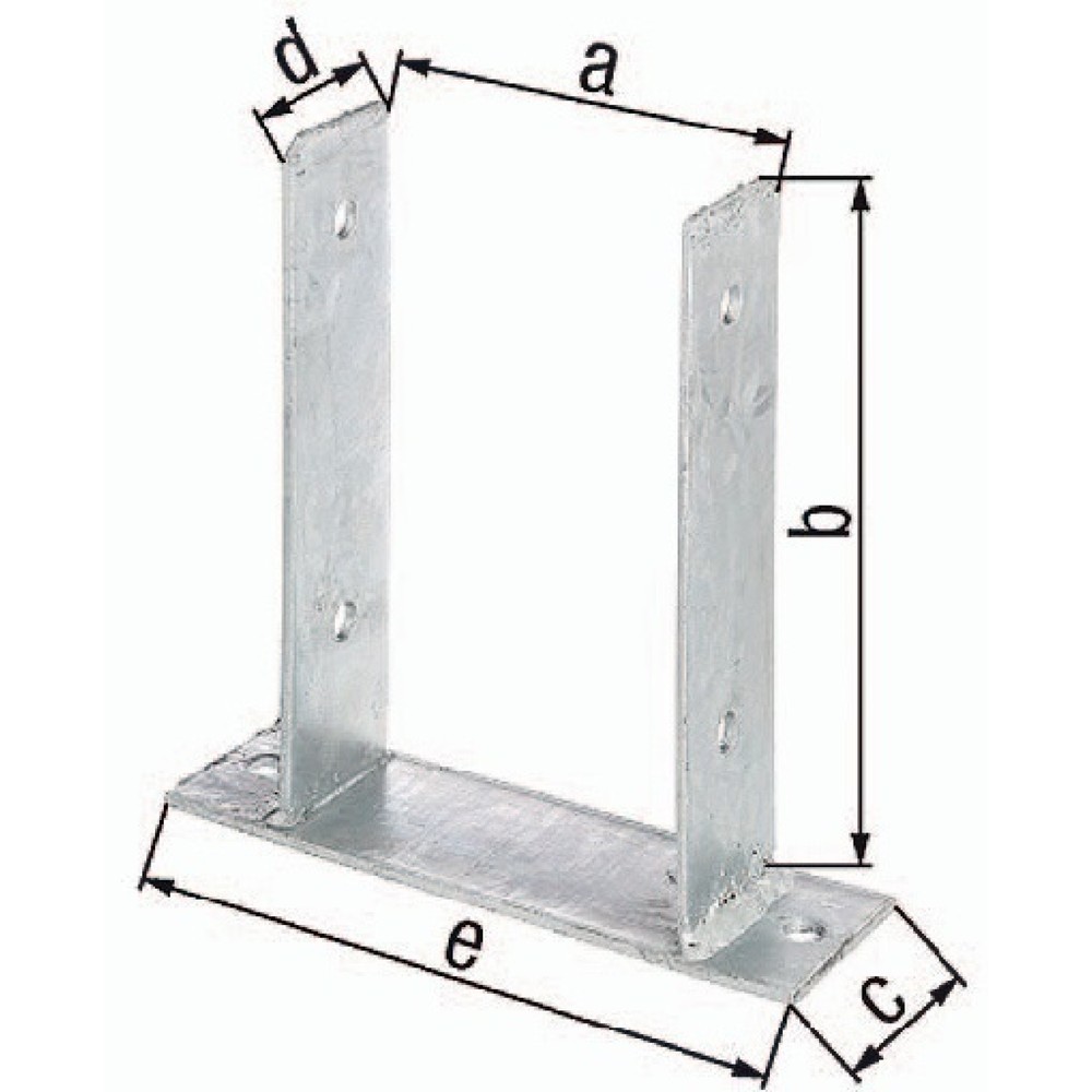Produktabbildung: GAH U-Pfostenträger ETA-10/0210, feuerverzinkt, 91x200x60x50x200mm, zum Aufschrauben