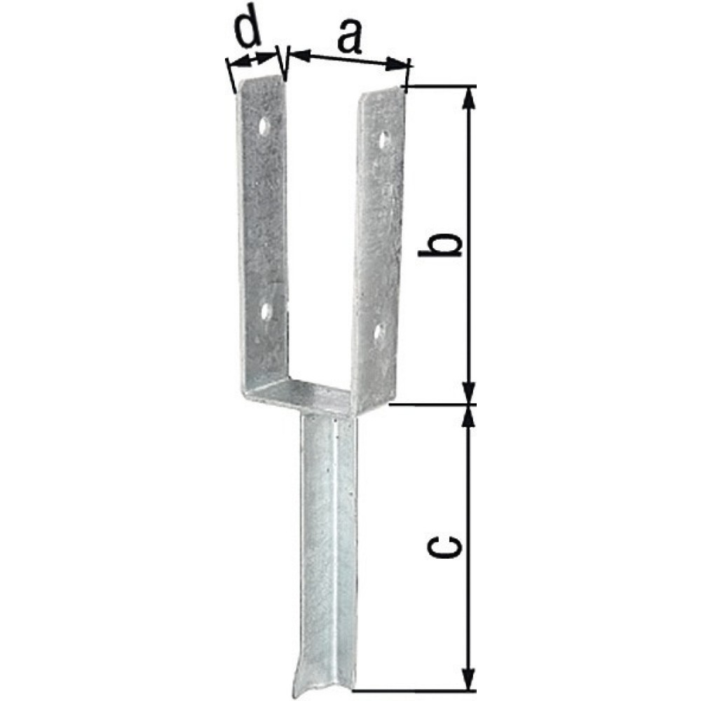 Produktabbildung: GAH U-Pfostenträger ETA-10/0210, feuerverzinkt, 91x200x200x50mm, mit Betonanker aus T-Eisen