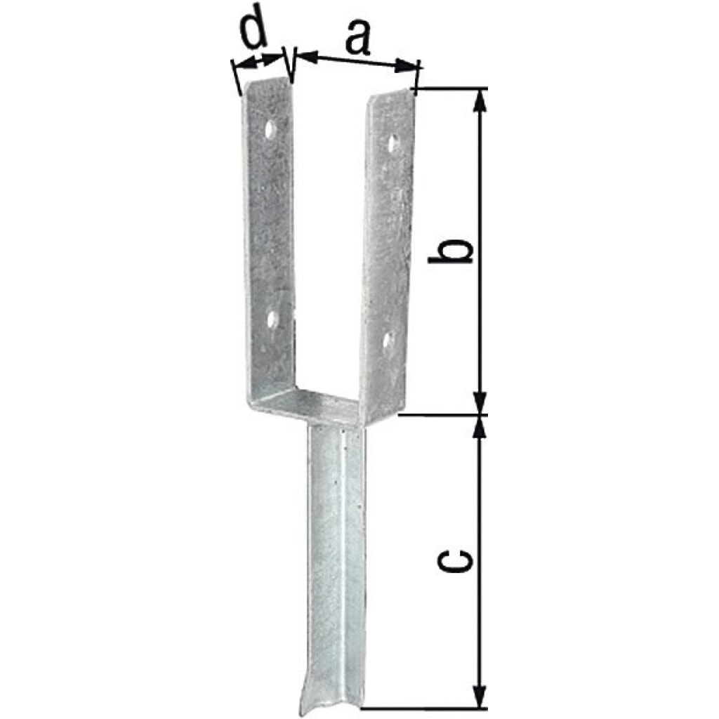 Produktabbildung: GAH U-Pfostenträger ETA-10/0210, feuerverzinkt, 91x200x200x50mm, mit Betonanker aus T-Eisen