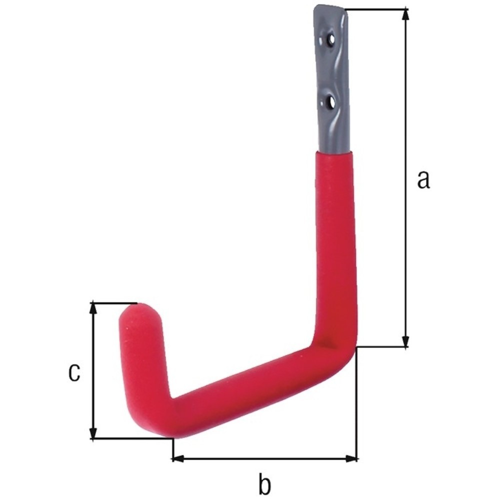 Produktabbildung: GAH Wandhaken U-Form, Stahl roh verzinkt, Rotgummi Ausladung 153 mm, Höhe 215 mm Ø 18 mm