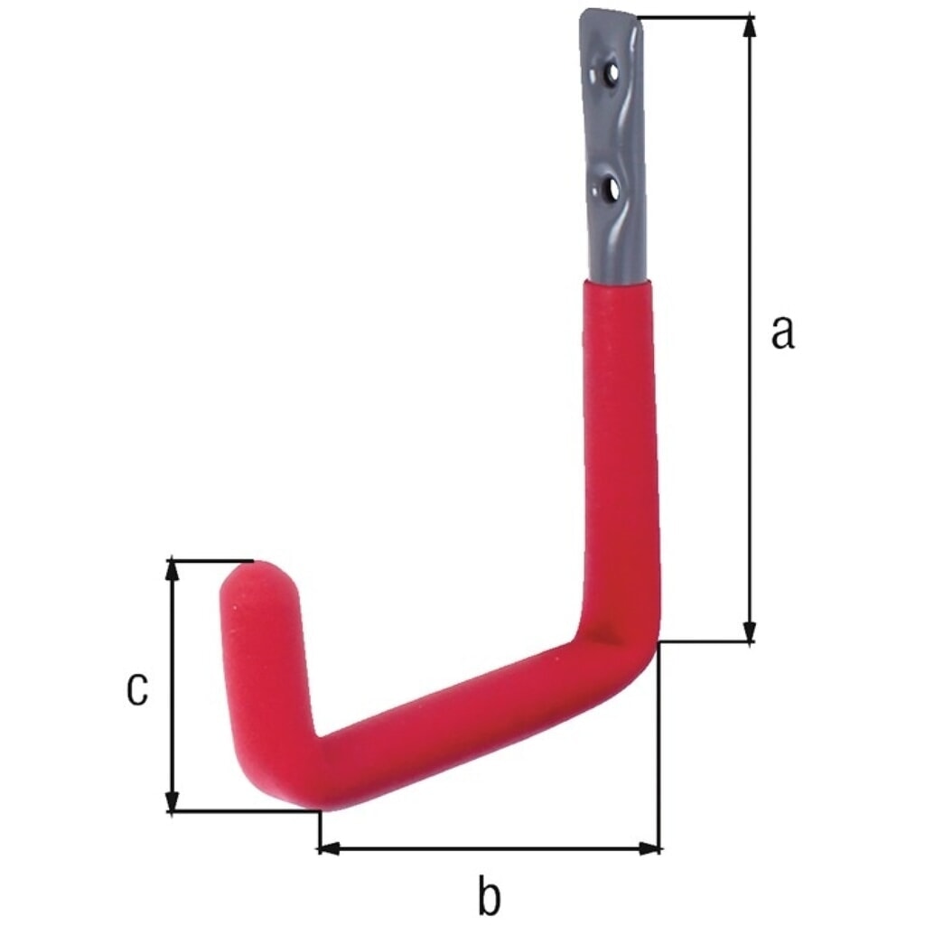 Produktabbildung: GAH Wandhaken U-Form, Stahl roh verzinkt, Rotgummi Ausladung 83 mm, Höhe 120 mm Ø 18 mm