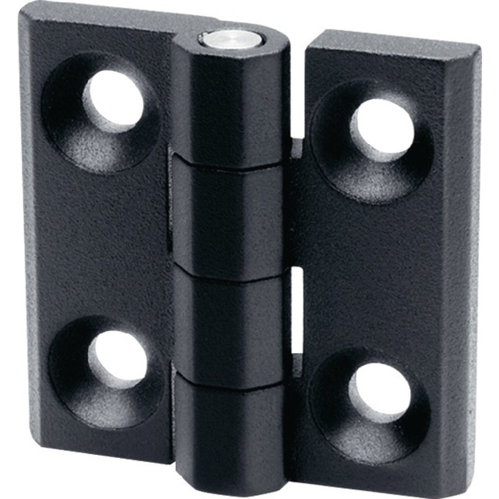 Produktabbildung: GANTER Scharnier GN 237, Stärke 2 mm Zink-Druckguss, Höhe 40 mm Breite 40 mm, mit Bohrungen für Senkschrauben