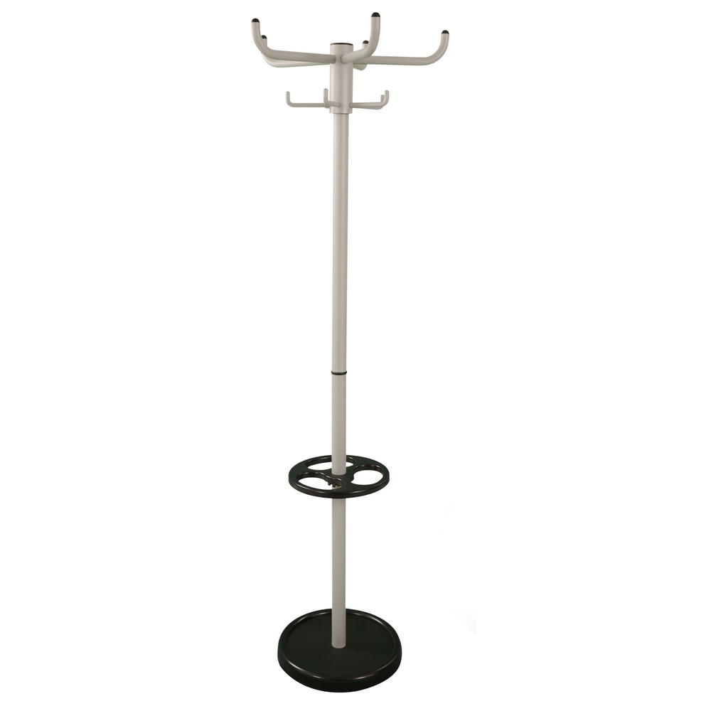 Produktabbildung: Garderobenständer, freistehend, 10 Haken, mit Regenschirmhalter, grau, schwarz