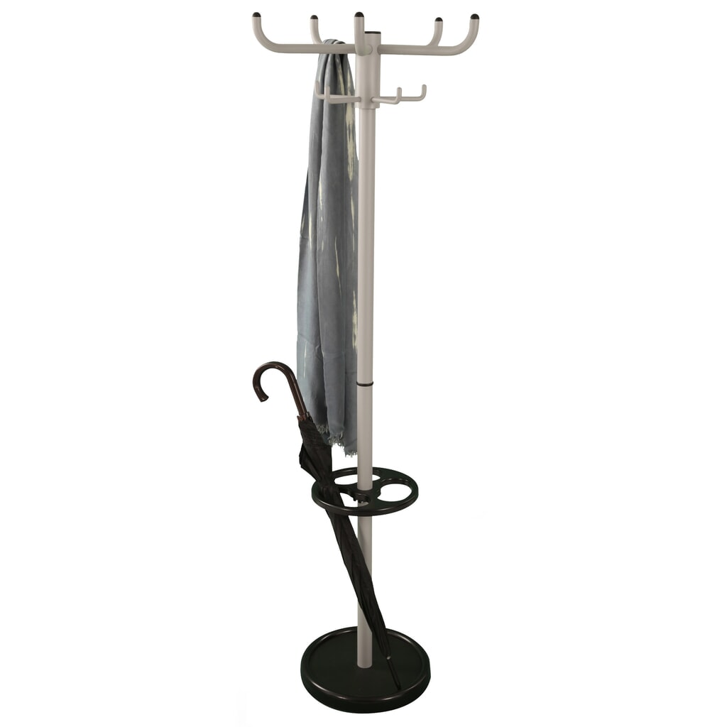 Garderobenständer, freistehend, 10 Haken, mit Regenschirmhalter, grau, schwarz Produktabbildung Nr. 4: Garderobenständer, freistehend, 10 Haken, mit Regenschirmhalter, grau, schwarz