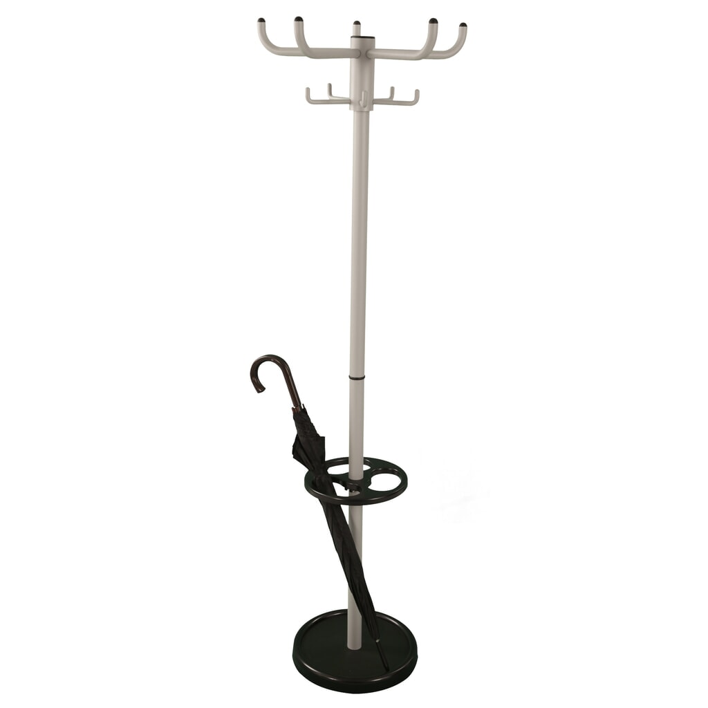 Garderobenständer, freistehend, 10 Haken, mit Regenschirmhalter, grau, schwarz Produktabbildung Nr. 5: Garderobenständer, freistehend, 10 Haken, mit Regenschirmhalter, grau, schwarz