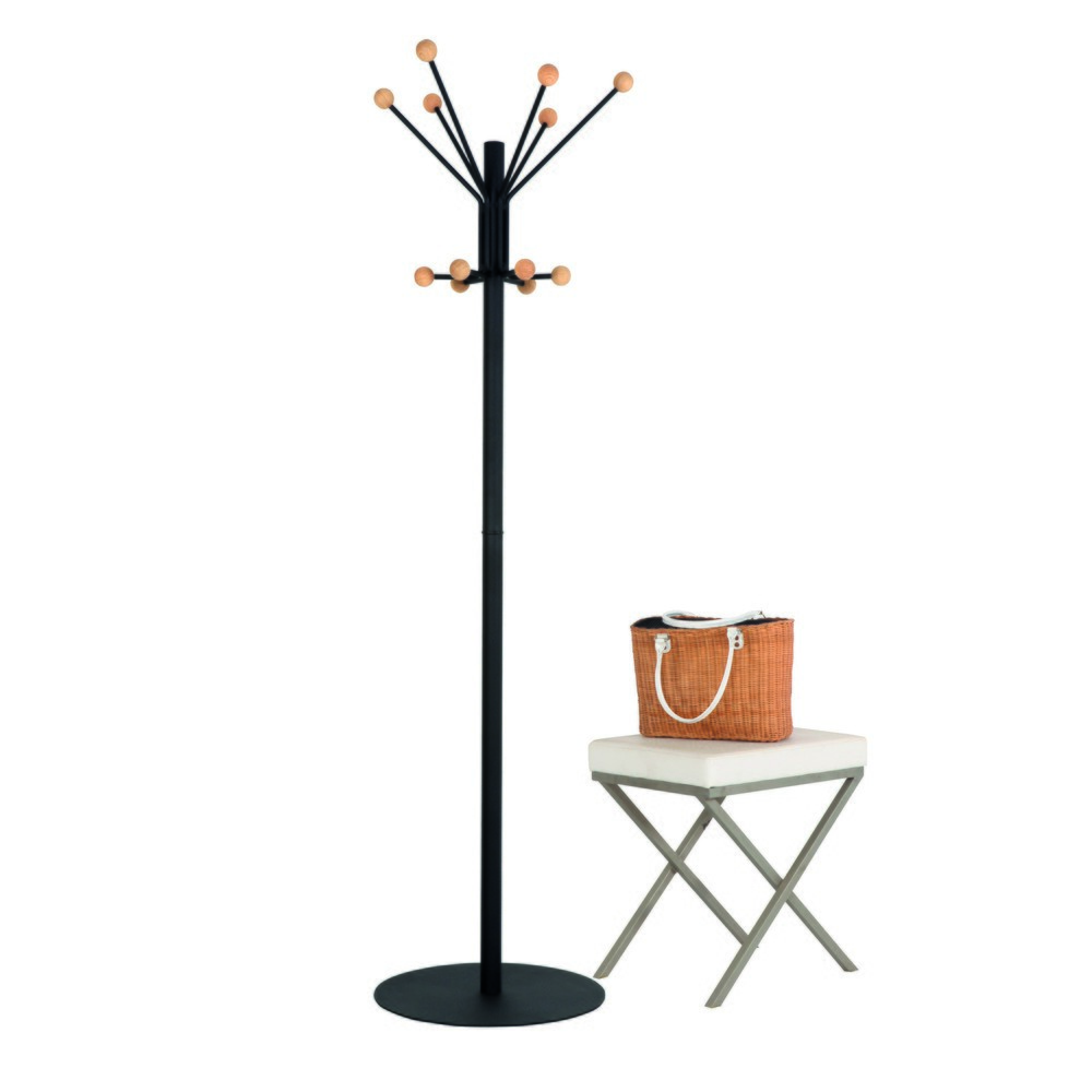 Produktabbildung Nr. 3: Garderobenständer Giant, freistehend, 12 Haken mit Holzknopf, schwarz