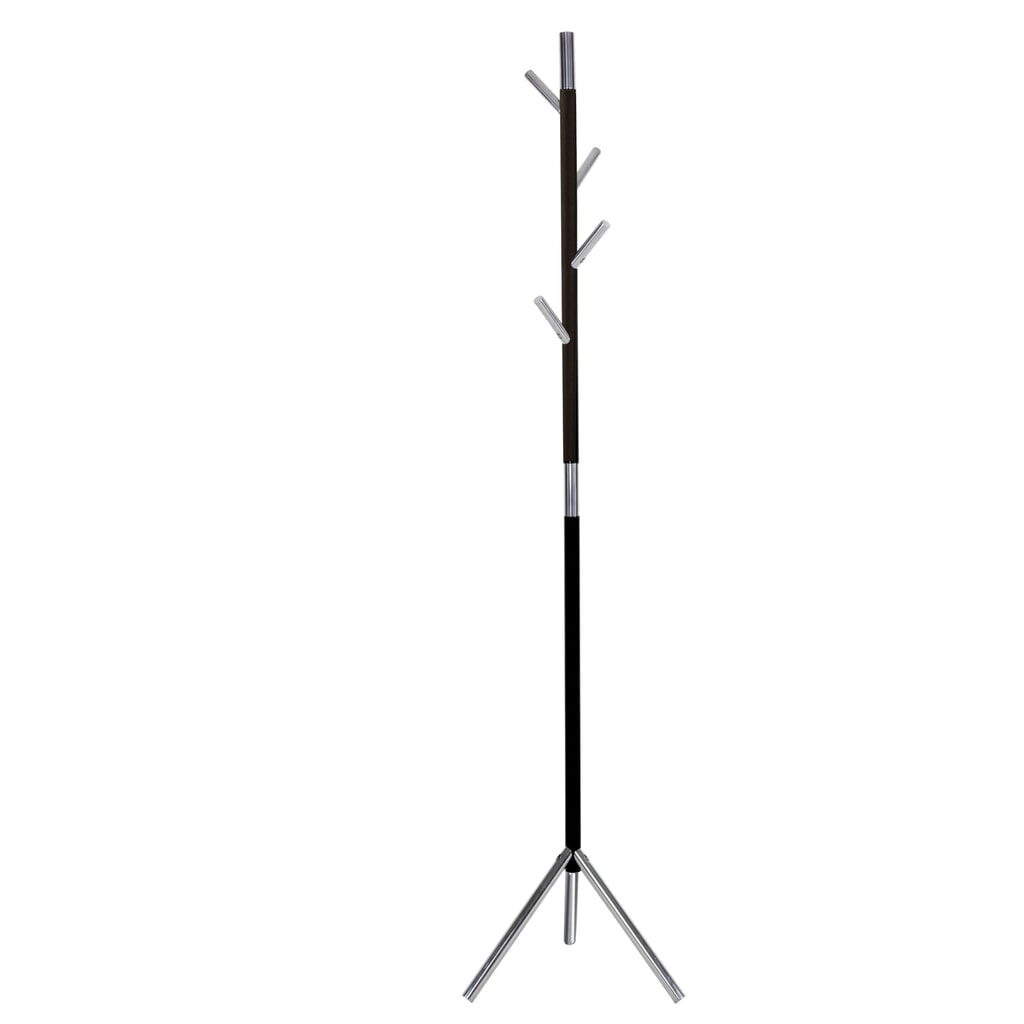 Garderobenständer Linair, freistehend, 4 Haken, schwarz, verchromt Produktabbildung Nr. 1: Garderobenständer Linair, freistehend, 4 Haken, schwarz, verchromt