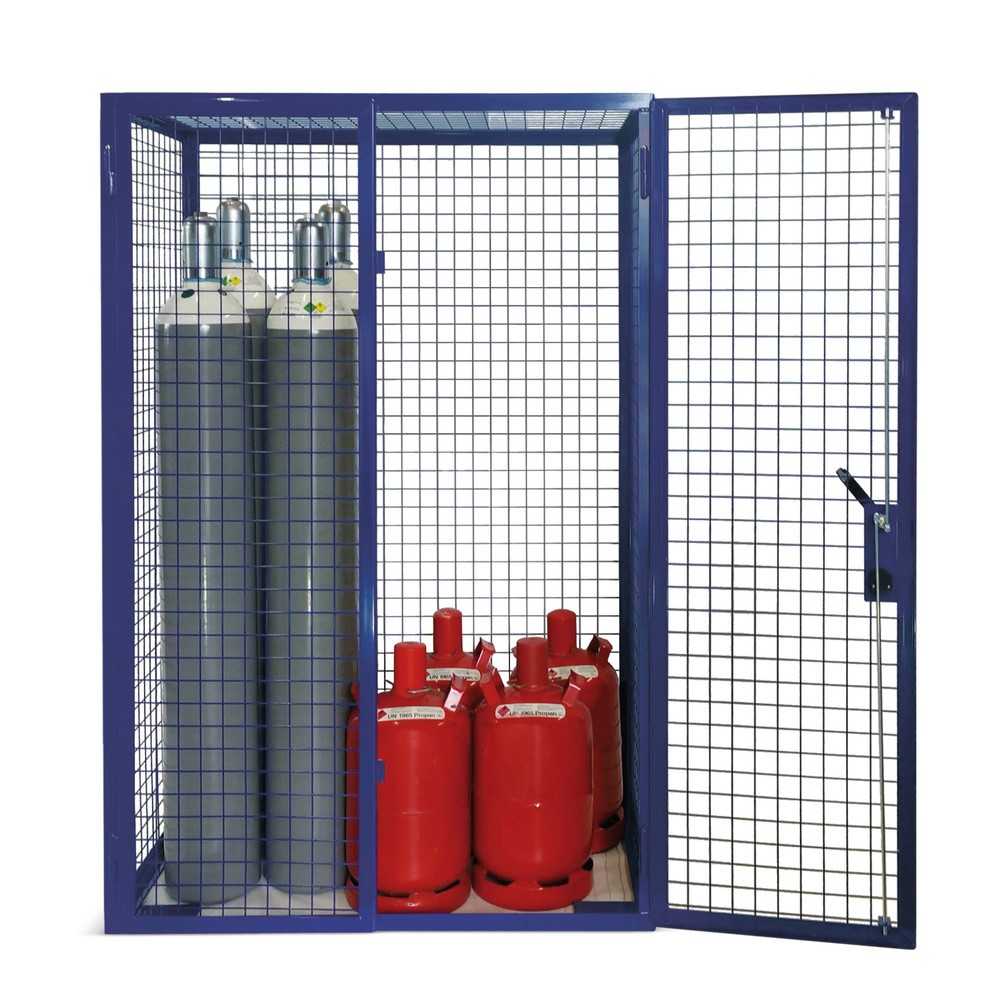 Gasflaschen-Gitterschrank, Doppelflügeltür, Sockelfüße