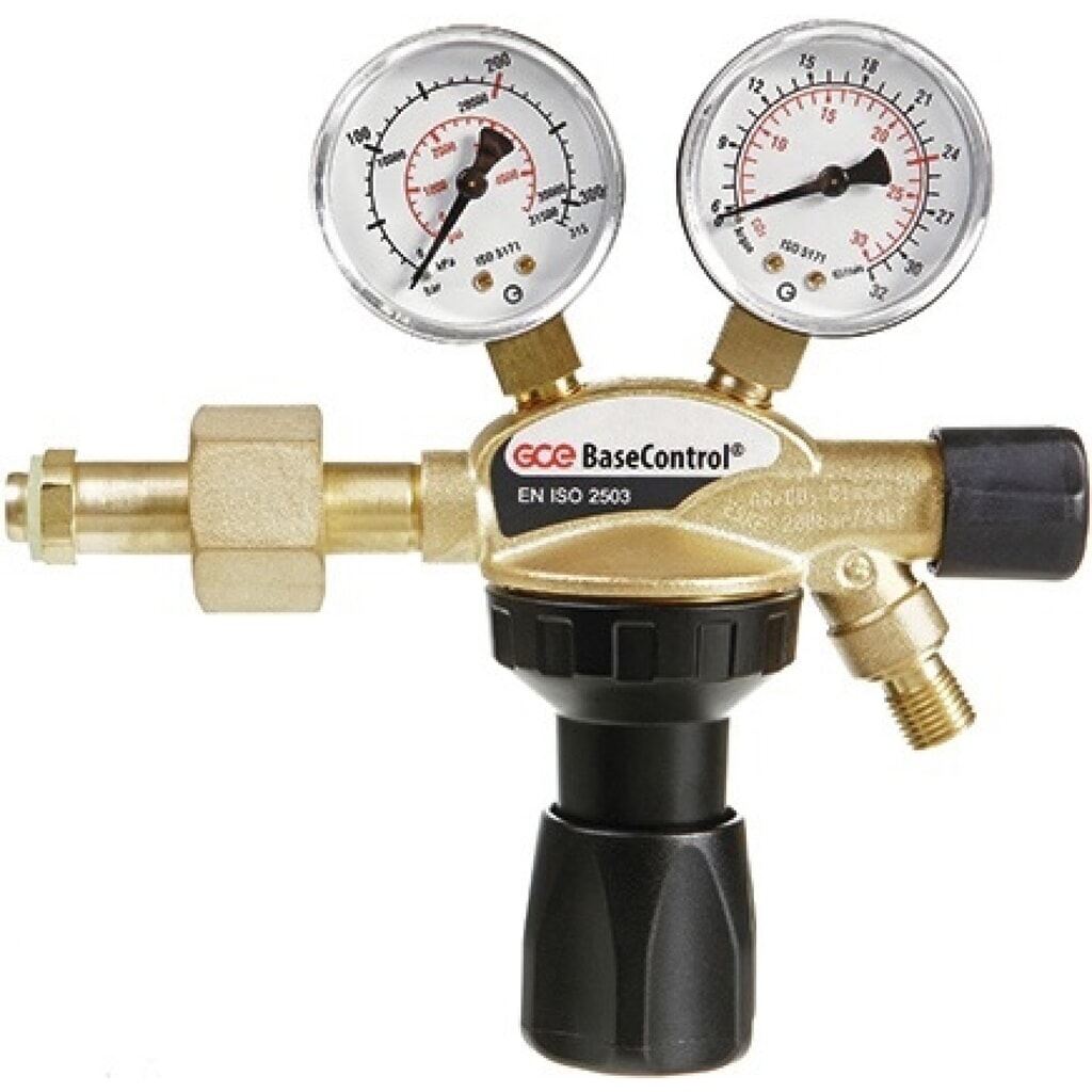 Produktabbildung: GCE RHÖNA Flaschendruckminderer BaseControl, 200 bar mit Ventil, Argon / CO₂, 24 l/min