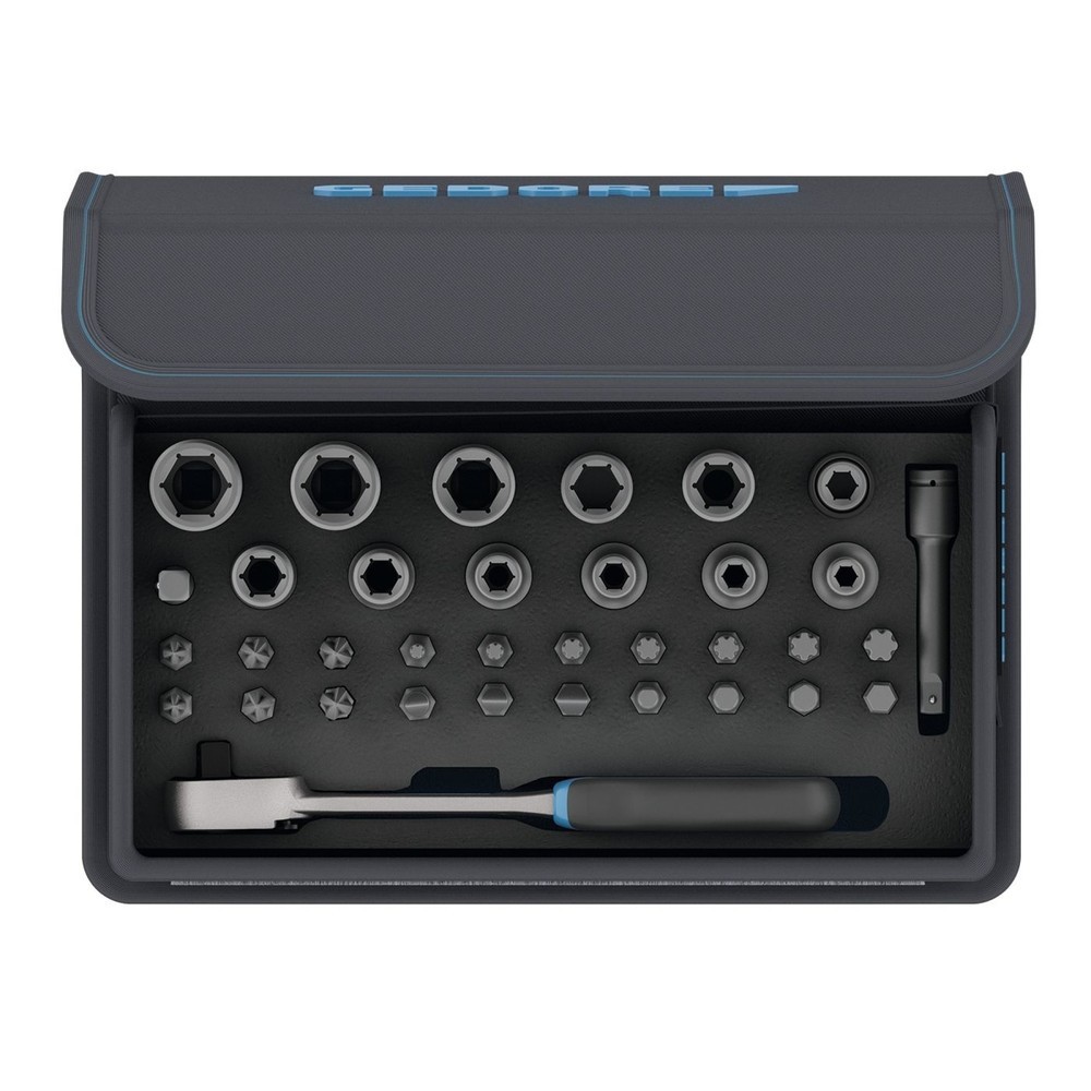 Produktabbildung: GEDORE Bit-Steckschlüssel-Satz mit Knarre 1/4" 35-tlg TC 666-MU-20