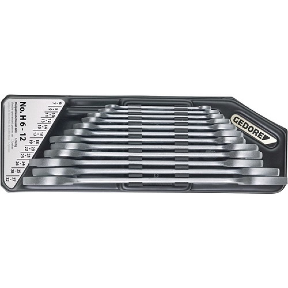 Produktabbildung: Doppelmaulschlüsselsatz H 6-120 12tlg.SW6-32mm CV-Stahl verchr.GEDORE