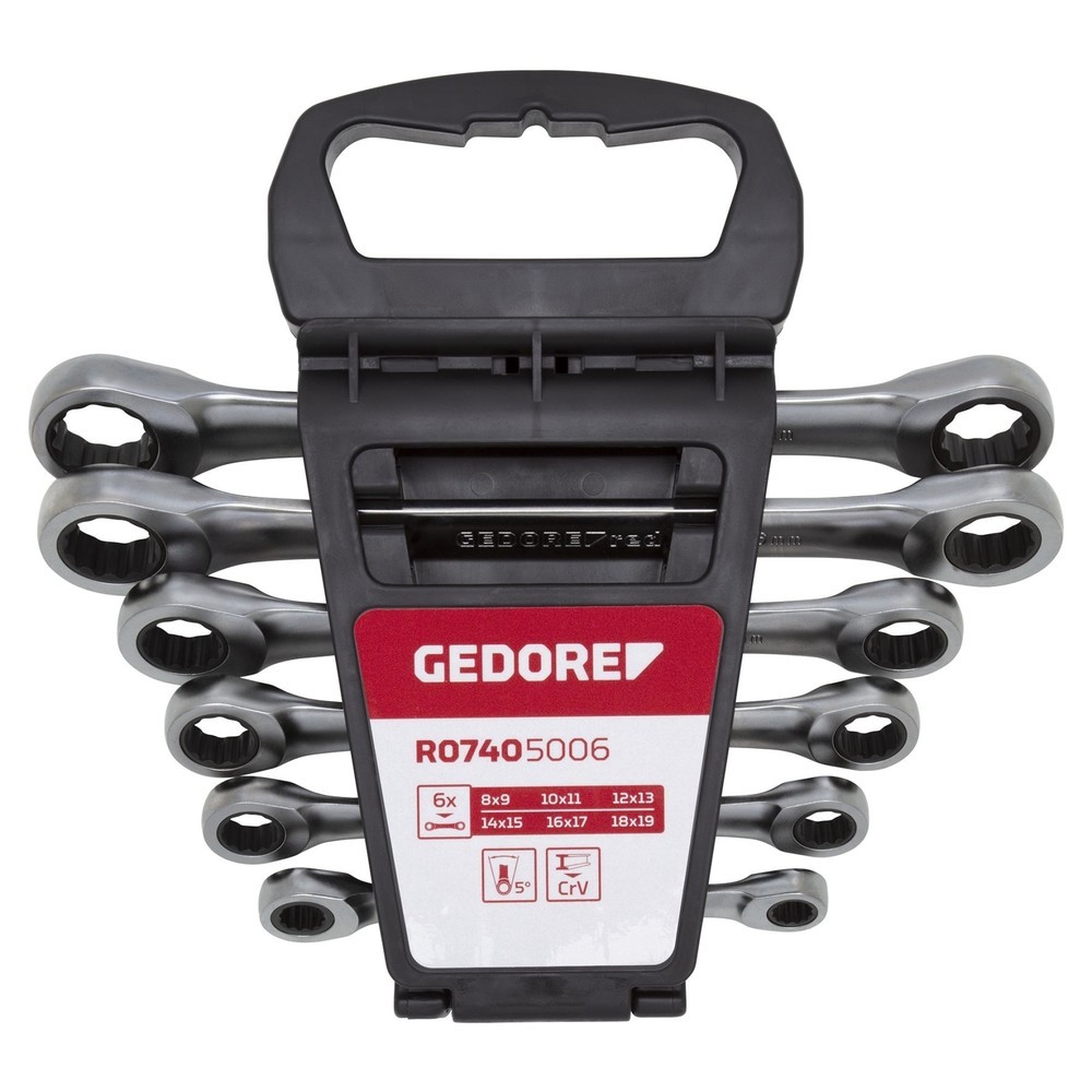 Produktabbildung: GEDORE red Dp.Ringratschenschl.Satz SW8-19mm 6tlg R07405006