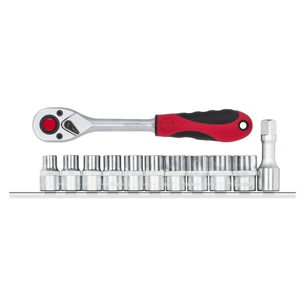 Produktabbildung: GEDORE red Steckschl.+Knarre 1/2 6kt +Leiste 12tlg R69008012