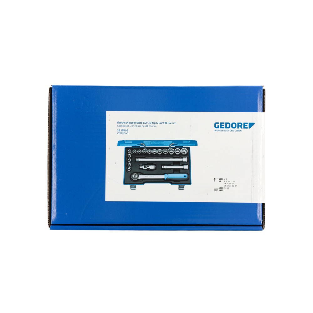 Produktabbildung Nr. 2: GEDORE Steckschlüssel-Satz 1/2" 19-tlg 6-kant 8-24 mm 19 JMU-3