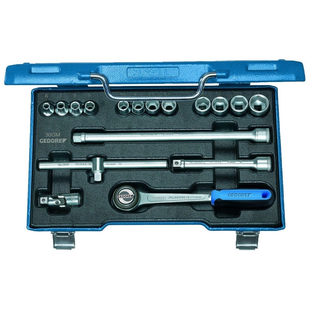 Produktabbildung: GEDORE Steckschlüssel-Satz 3/8" 17-tlg 6-kant 6-19 mm 30 GMU-10