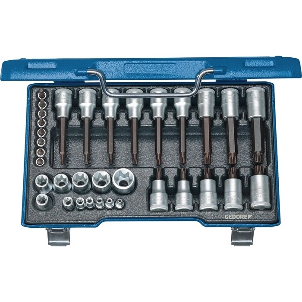 Produktabbildung: GEDORE Steckschlüsselsatz 19 TX 20 34-tlg.1/4+1/2 Zoll T8-T60/E4-E24