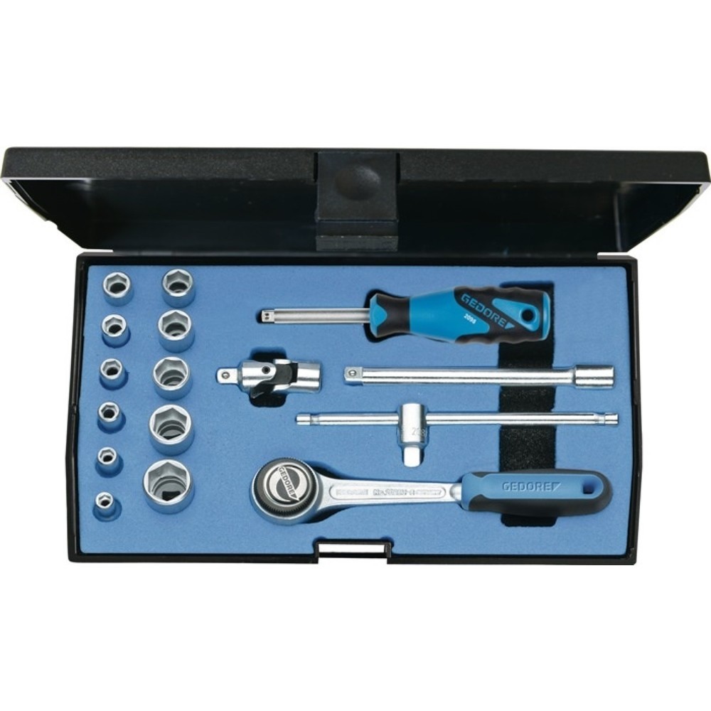 Produktabbildung: GEDORE Steckschlüsselsatz 20 EMU-3 16-tlg.1/4 Zoll SW 4-13mm Z.72 6KT
