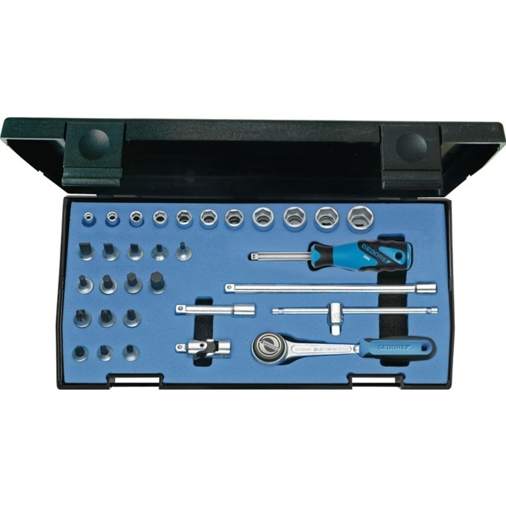 Produktabbildung: GEDORE Steckschlüsselsatz 20 IMU-3 32-tlg.1/4 Zoll SW 4-14mm Z.72 6KT