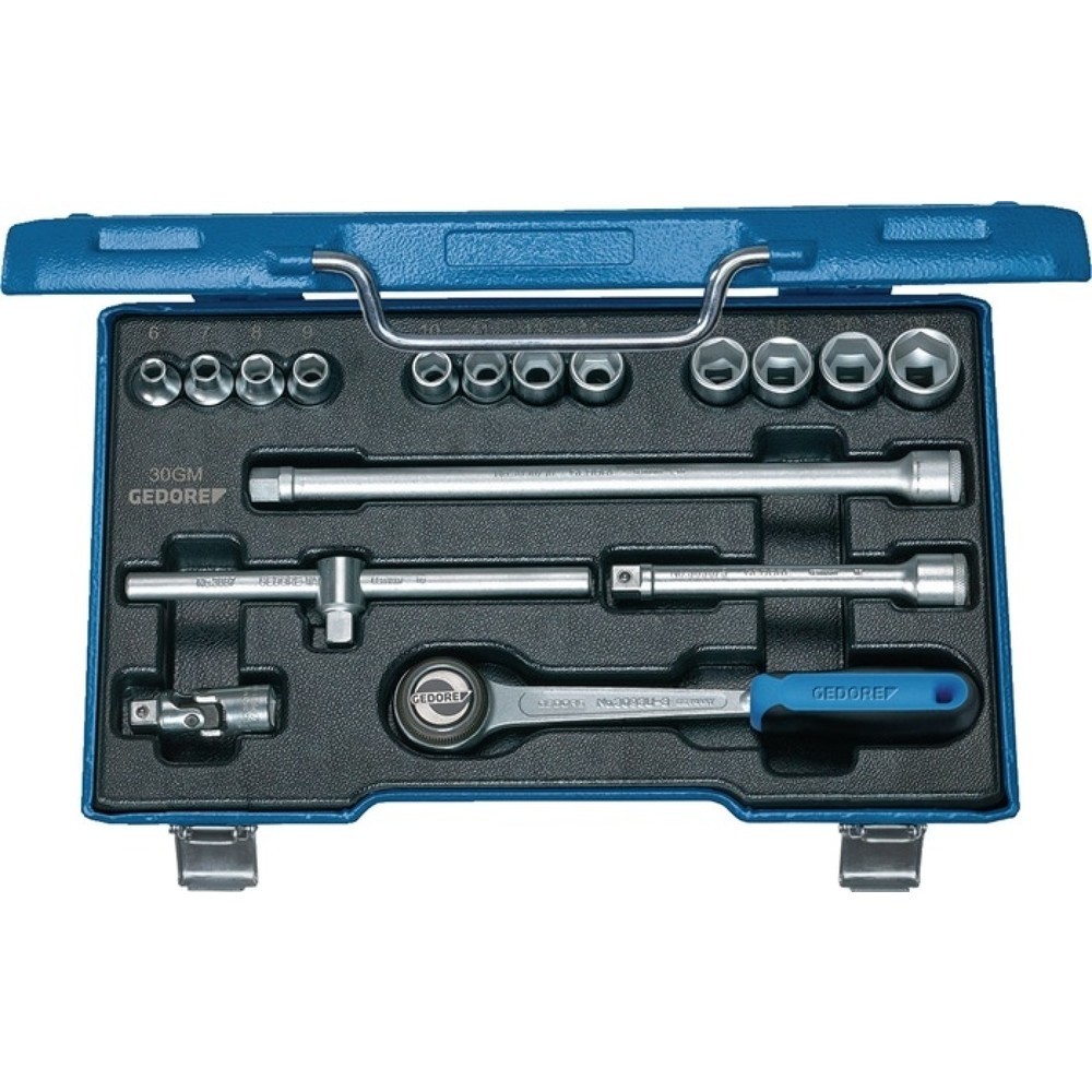 Produktabbildung: GEDORE Steckschlüsselsatz 30 GMU-3 17-tlg.3/8 Zoll SW 6-19mm Z.72 6KT