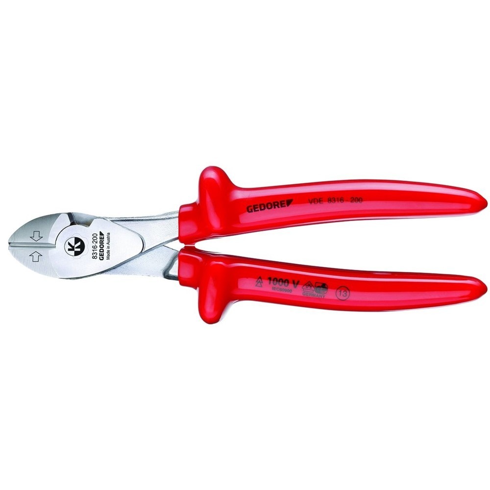 Produktabbildung: GEDORE VDE-Kraft-Seitenschneider mit Tauchisolierung VDE 8316-200